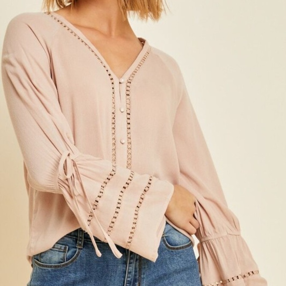 NEW Almond Peasant Blouse